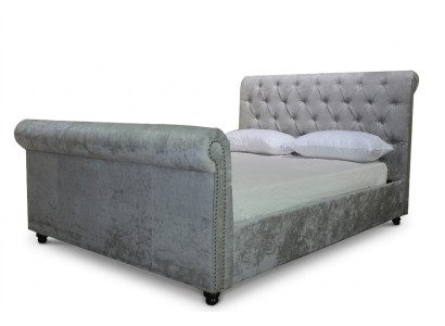 Design Chesterfield Bed Textile Velvet Upholstery Leather Hotel Beds Bedroom New