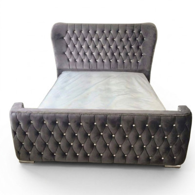 Chesterfield design bed textile leather velvet upholstered hotel beds bedroom