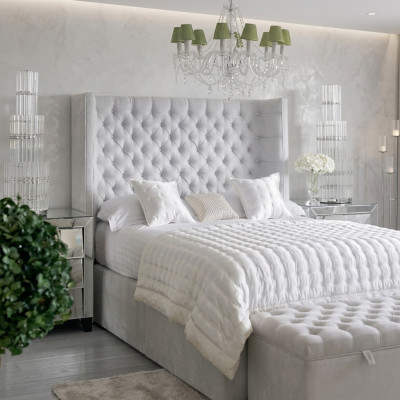 Chesterfield design bed bedroom textile leather velvet upholstery hotel beds