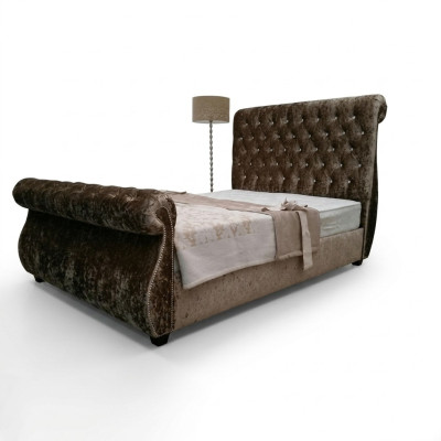 Chesterfield design bed bedroom textile velvet leather upholstered hotel beds new
