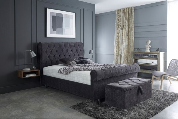 Chesterfield Design Velvet Bed Luxury Textile Beds Bedroom Double