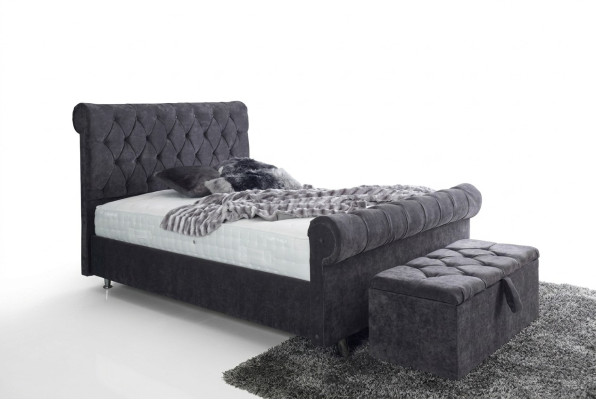 Chesterfield Design Velvet Bed Luxury Textile Beds Bedroom Double