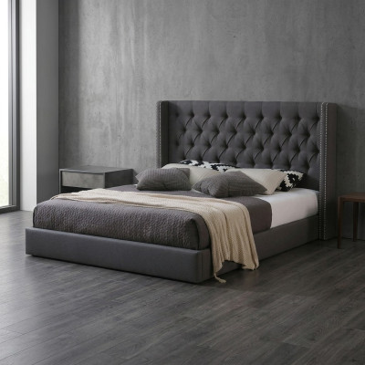Large Grey Chesterfield Double Bed Royale Luxury Beds