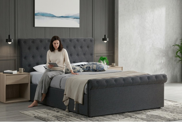 Chesterfield Classic Design Bed Upholstered Beds Textile 140x200cm