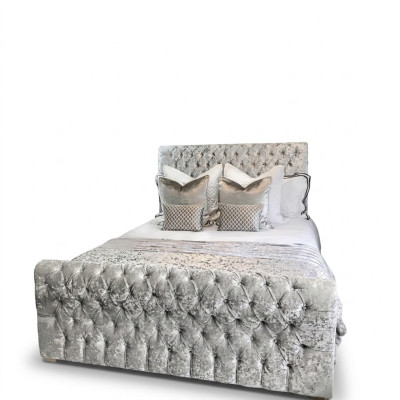 Chesterfield bed bedroom beds textile 180x200cm velvet big hotel gray new