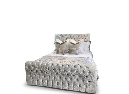 Chesterfield bed bedroom beds textile 180x200cm velvet big hotel gray new