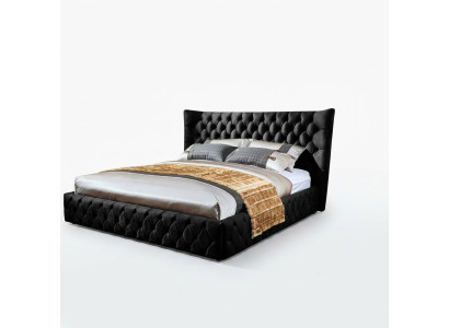 Chesterfield black bed bedroom beds textile velvet big hotel beds