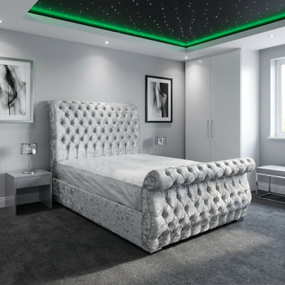 Velvet Chesterfield Design Bed Classic Bed Frame Upholstered Beds New