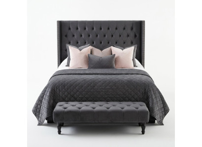 Large fabric bed Chesterfield design upholstered textile designer double beds