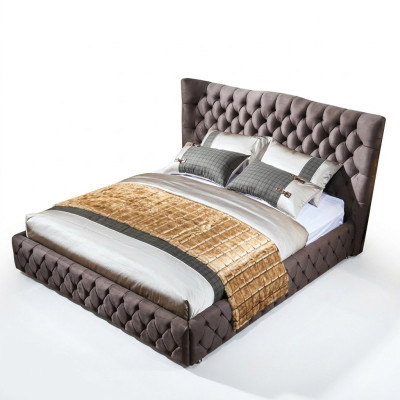 Chesterfield Big Bed Large Headboard Wing Beds Upholstered Double Bed