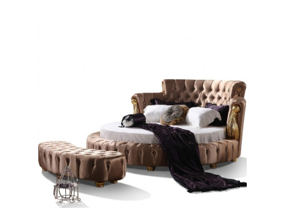 Round Bed Chesterfield Designer Round Beds Bedroom Textile Leather