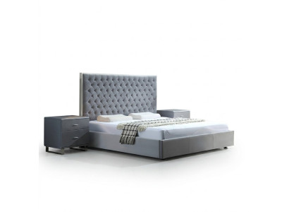Large stylish Chesterfield gray double bed textile beds luxury design