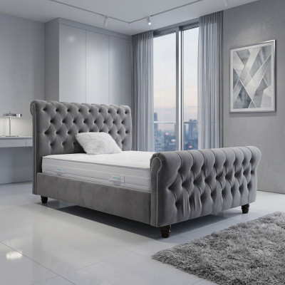 Chesterfield Bed Design Bedroom English Beds 200x200cm Textile Upholstery