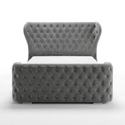 Gray Chesterfield Bed Designer Bedroom Furniture English Upholstered Bed