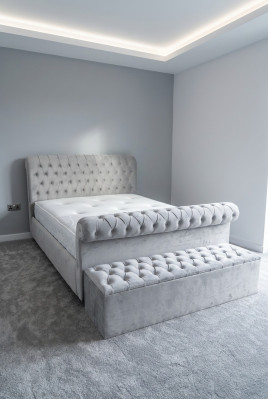 English designer bedroom upholstered beds double bed hotel Chesterfield