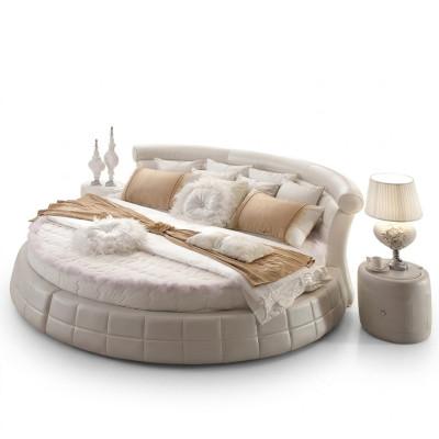 Classic Round Beds - Round Luxury Designer Bed Upholstery Elegant Leather Velvet