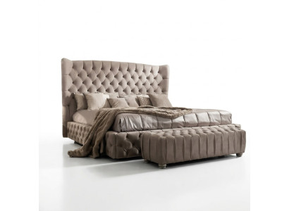 Genuine Chesterfield Bed Double Hotel Beds Textile Upholstery 160x200cm Fabric New
