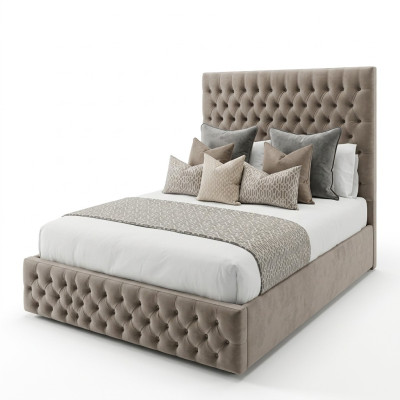 Chesterfield bed design bedroom English beds 200x200cm textile upholstery