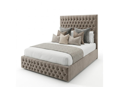 Chesterfield bed design bedroom English beds 200x200cm textile upholstery