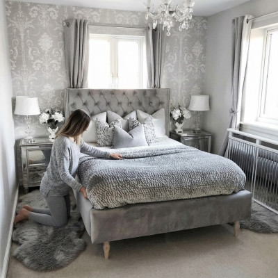 Chesterfield Bed Design Bedroom English Beds 140x200cm Textile Upholstery