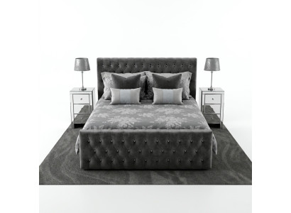 Gray stylish Chesterfield double bed designer bedroom beds