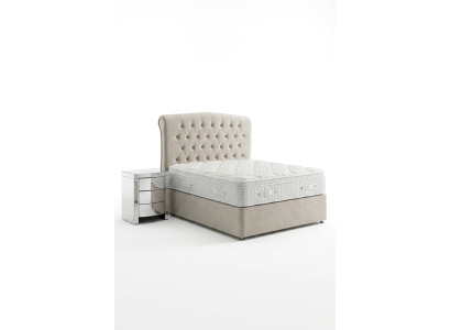 Large Beige Chesterfield Double Bed Luxury Modern Beds
