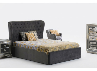 Chesterfield Design Bed 180x200cm Gray Bedroom Beds Hotel Upholstery Luxury