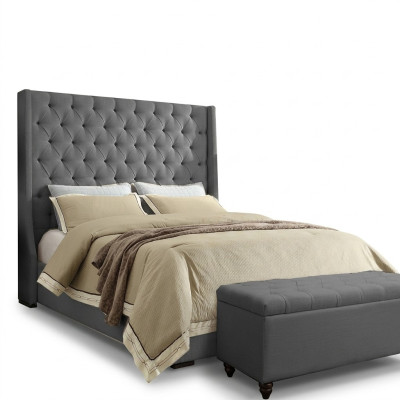 Classic design bed, upholstered beds, textile 140x200cm, Chesterfield bed