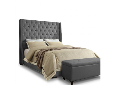 Classic design bed, upholstered beds, textile 140x200cm, Chesterfield bed