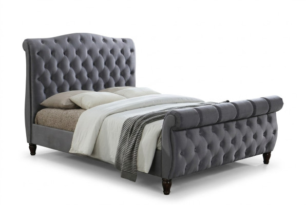 Classic velvet textile bed double beds upholstered hotel bedroom 180x200