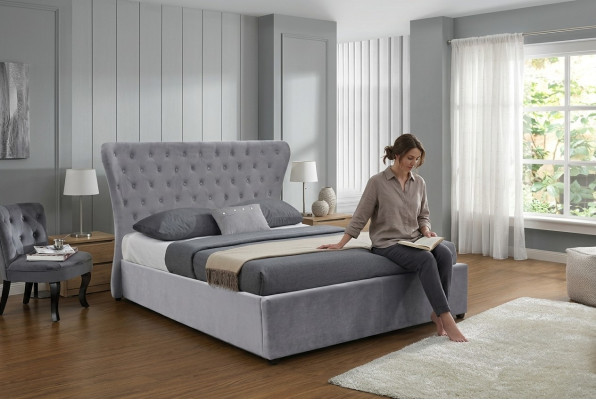 Gray Chesterfield Double Bed Luxury Beds Designer Bedroom Bed
