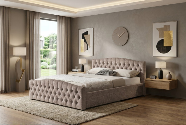 Padded designer bed textile leather upholstered beds 180x200cm bedroom