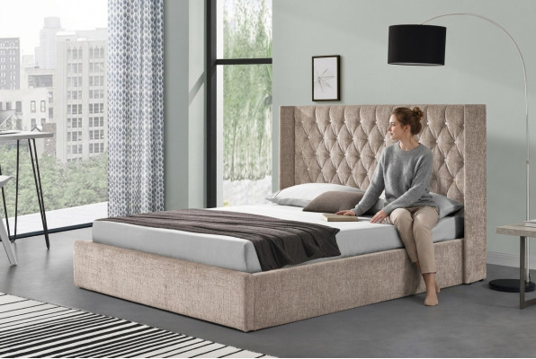 Chesterfield bed design, bedroom English beds, 180x200cm textile.