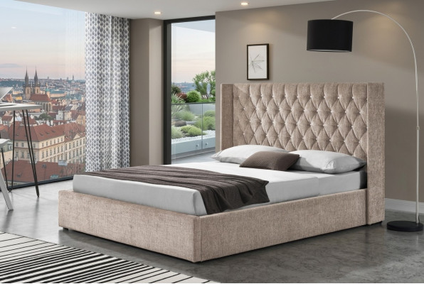 Chesterfield bed design, bedroom English beds, 180x200cm textile.