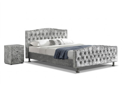 Chesterfield upholstered gray luxury double bed bedroom designer beds