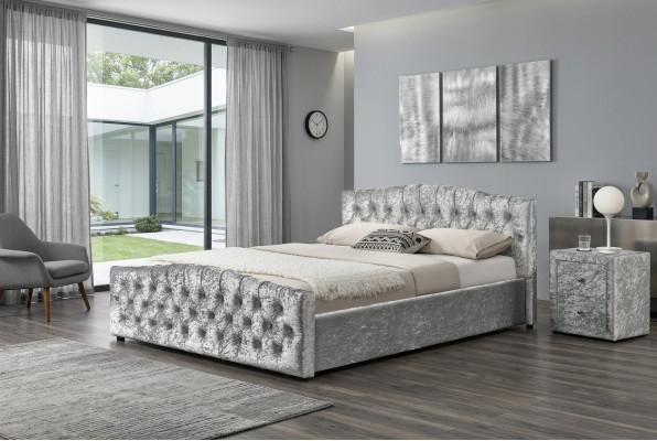 Modern gray Chesterfield luxury double bed designer bedroom beds