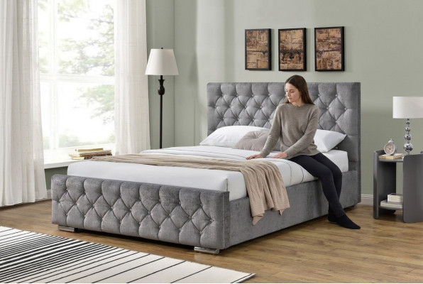 Chesterfield Bett Design Bedroom English Beds 160x200cm Textile Upholstery