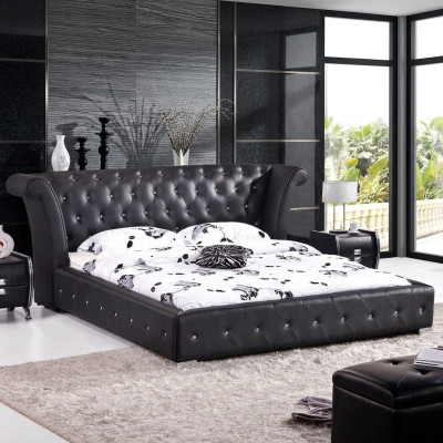 Chesterfield Big Bett XXL headboard beds upholstery hotel velvet black fabric ears