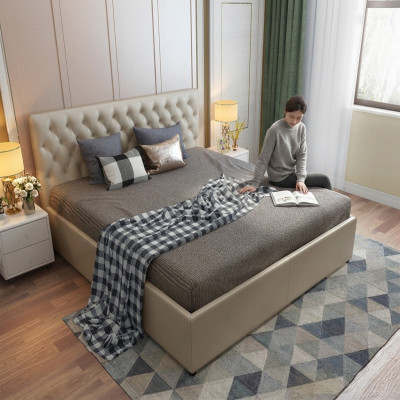 Chesterfield Designer Bed Bedroom Faux Leather Upholstery 140/160/180/200 cm