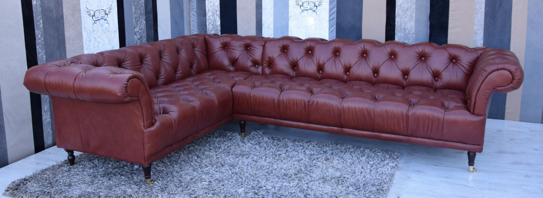 Noble Chesterfield Sofa Corner Couch Upholstery Set - Custom Made