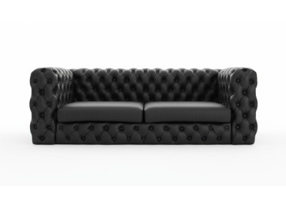 Black Chesterfield 3-Seater Couch Sofa Designer Luxury Suite