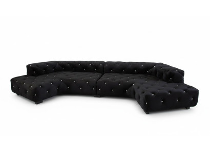 Classic designer Chesterfield velvet sofa with crystal stones living landscape