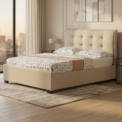 Chesterfield Design Upholstered English Bed Grey Beds 160/180x200 cm Double Bed