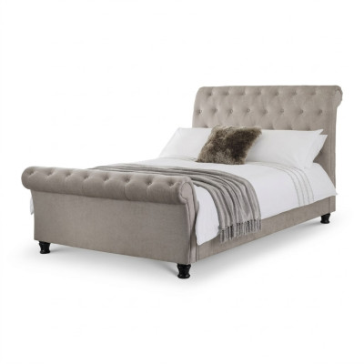 Chesterfield Design Upholstered English Bed Gray 160/180x200 Double Bed Beds