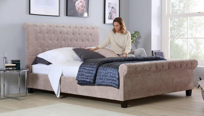 Chesterfield Design Velvet Bed Luxury Textile Beds Bedroom Double 160x200cm