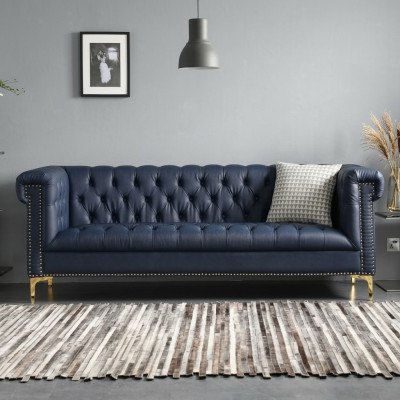 English style furniture Chesterfield three-seater couch pink turquoise 3-seater blue sofa