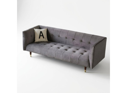 Modern Gray Chesterfield 3-Seater Luxury Living Room Couch