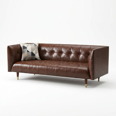 Brown Chesterfield Luxury 3-Seater Leather Living Room Sofa