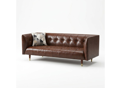 Brown Chesterfield Luxury 3-Seater Leather Living Room Sofa