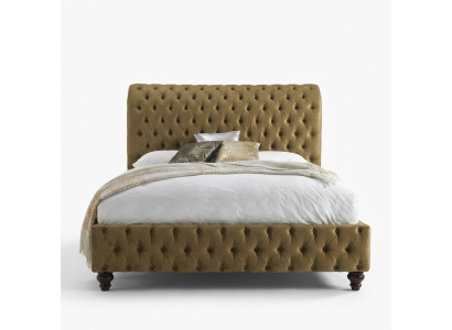 Gold luxury velvet textile England bed double design Chesterfield 160x200cm beds